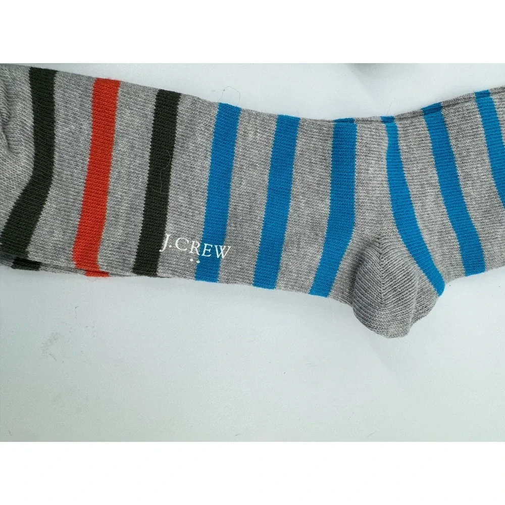J.Crew Crew Socks Mens 2 Pack One Size Red Green Chevron Grey Striped Lot 2 New